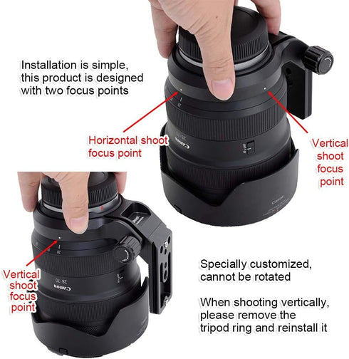 iShoot 74.5mm Metal Tripod Mount Ring Lens Collar, Compatible with Canon RF 28-70mm f/2L USM, Arca-Swiss Fit