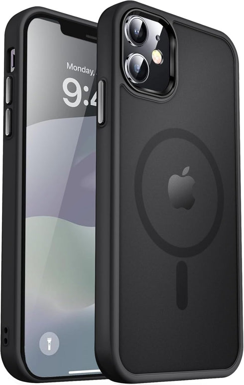 MOCCA iPhone 12 Case: Strong Magnetic, Compatible with MagSafe, Slim Shockproof Translucent Protective Cover - Black