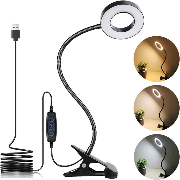 LuxLumin LED Desk Lamp with Clamp for Video Conference Lighting, USB Light for