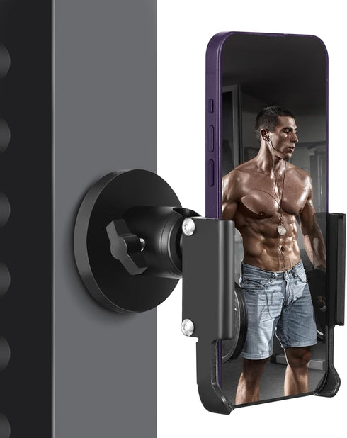 Gym Magnetic Phone Holder, All Metal Magnet Base Mount for Gym Equipment, Compatible with All Smartphones