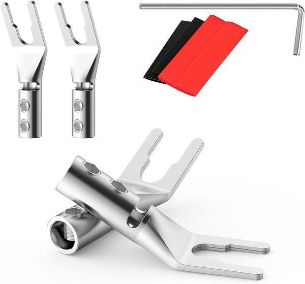 Viborg Pure Copper Speaker Spade Plug, Screw Locking Speaker Wire Connector, Fork Y Spade Lugs with Allen Wrench for