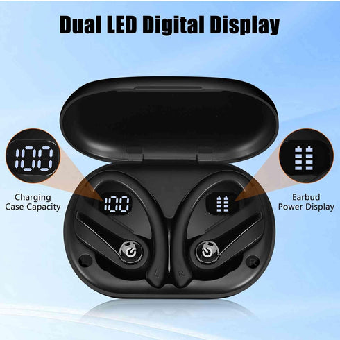 Q63 Wireless Earbuds for Amazon Fire HD 10 (2021), True 5.0 Bluetooth Over Ear Sport Headphones with Charging Case
