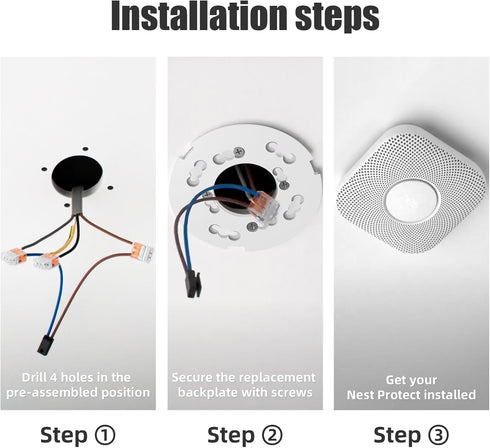 Replacement Mounting Plate for Google Nest Protect 2nd Gen (Wired & Battery), Backplate for Nest Detector Models 06A &