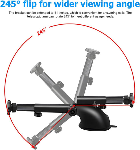 HZEL Magnetic Car Phone Holder, Vehicle Windshield Dashboard Cellphone Mount, Suction Cup Hands Free Automotive