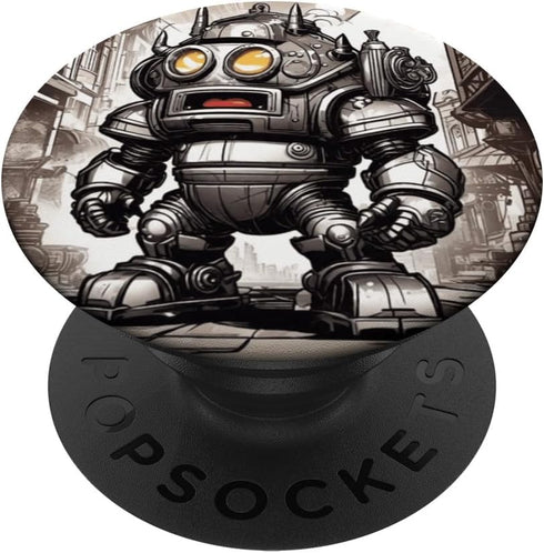 Silly Robot Invasion Anime Vintage Comic Book Style Graphic PopGrip Standard by PopSockets