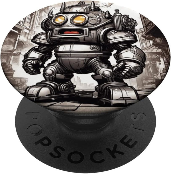 Silly Robot Invasion Anime Vintage Comic Book Style Graphic PopGrip Standard by PopSockets