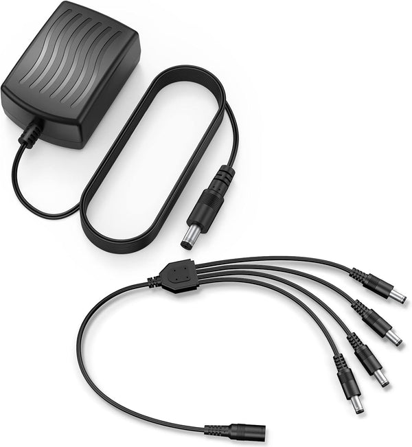 ANNKE Security Power Adapter Supply AC to DC 12V2A with 1-to-4 Splitter Power Cord for CCTV Surveillance Camera DVR