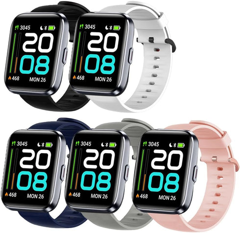 ID208 Plus Smart Watch Bands, Lamshaw Silicone Replacement Soft Band Wristbands Straps with Stainless Steel Buckle Compatible for Quican ID208 Plus 1.8 Inches, aeac ID208 Plus, WMK ID208 Plus 1.8 Inches Smart Watch