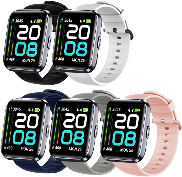 ID208 Plus Smart Watch Bands, Lamshaw Silicone Replacement Soft Band Wristbands Straps with Stainless Steel Buckle Compatible for Quican ID208 Plus 1.8 Inches, aeac ID208 Plus, WMK ID208 Plus 1.8 Inches Smart Watch