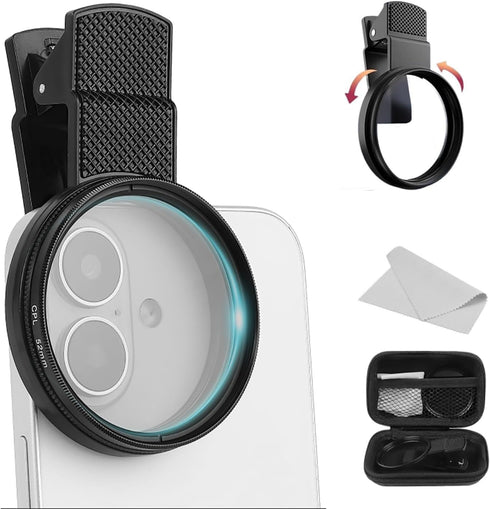 Grenben 52mm Clip-on CPL Phone Camera Filter Kit, Circular Polarizer Filter, CPL Polarizer