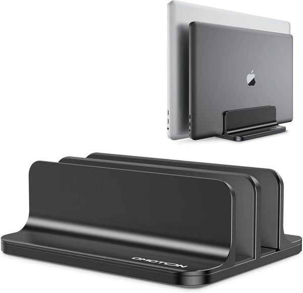 OMOTON Updated Dock Version Vertical Laptop Stand - Adjustable Holder for Up to 17.3 inch Devices (Black)