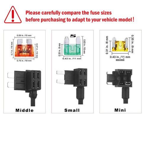 Car Cigarette Lighter,Jtron 1set 1m Car Cigarette Lighter Adapter Add-a-Circuit TAP Adapter Lead 1.0mm (18WAG) Cable with 12V Fuse Holder for Micro/Mini/Standard ATM APM Blade Fuses (Small)