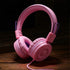 POWMEE M1 Kids Headphones, Foldable Adjustable Stereo Tangle-Free, 3.5MM Jack for Children, Pink