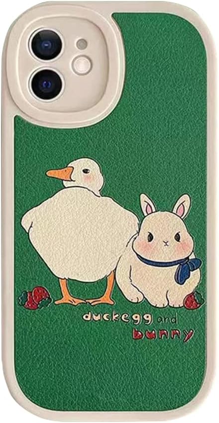 Casechics iPhone 14 Pro Case - Cute Kawaii Bunny Duck, Soft Shockproof PU Leather, Bumper & Camera Lens Protection