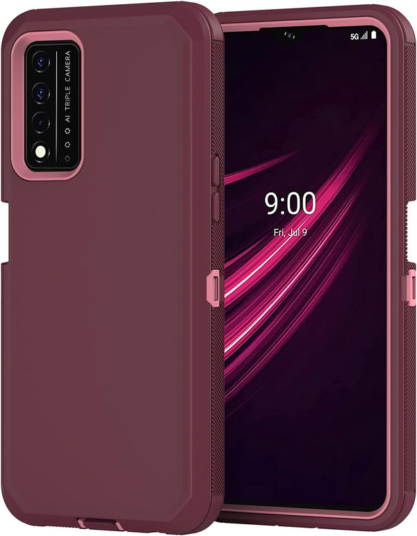 Annymall for T-Mobile Revvl V Plus 5G Case, Full Body Heavy Duty Shockproof Triple Layer with Built-in Screen Protector