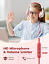 iClever HS19 Kids Headphones with Microphone, 85/94dB Volume Limiter - Shareport - Over Ear Stereo Headphones for Kids Boys Girls, Foldable 3.5mm Jack Wired Headphones for iPad/School/Travel, White