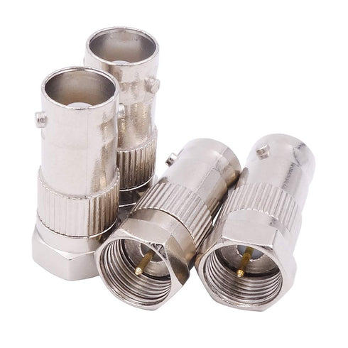 Fancasee 4-Pack F Type Male to BNC Female Adapter, 75 Ohm Coaxial Connector for CCTV Security Camera