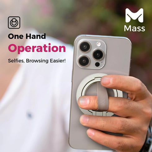 Mass 2.0 Limber Grip Magnetic Phone Stand, Vertical & Horizontal Holder, Ergonomic Comfortable Grip, Slim Titanium