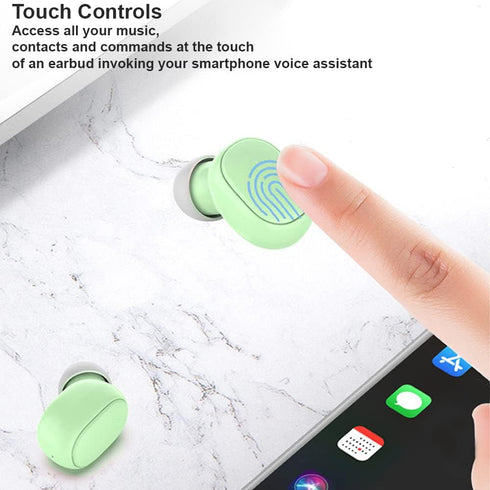 Acuvar Fully Wireless Bluetooth 5.0 Rechargeable iPX4 Water & Sweat Proof Earbud Headphones w Microphone, Touch Controls, Smart LCD Charging Case, 3D Stereo Bass and Noise Cancelling (Green)