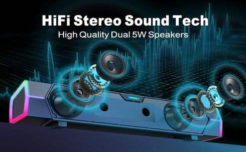 VINNFIER V18 Bluetooth & USB Smart Compability Computer Speakers for PC Desktop Monitor, Gaming PC Sound Bar, Superb