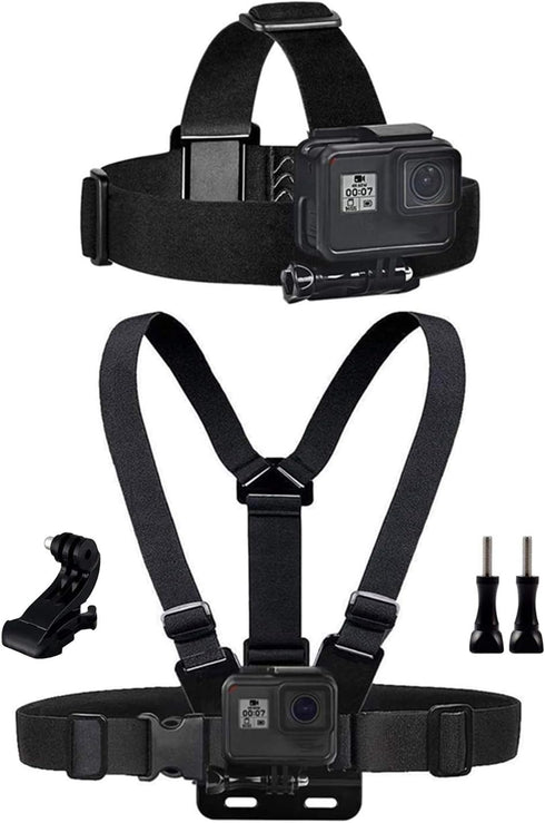 Chest Mount Harness Chesty Vest Head Mount Strap for Action Camera Compatible with GoPro Hero 11, 10, 9, 8, Max