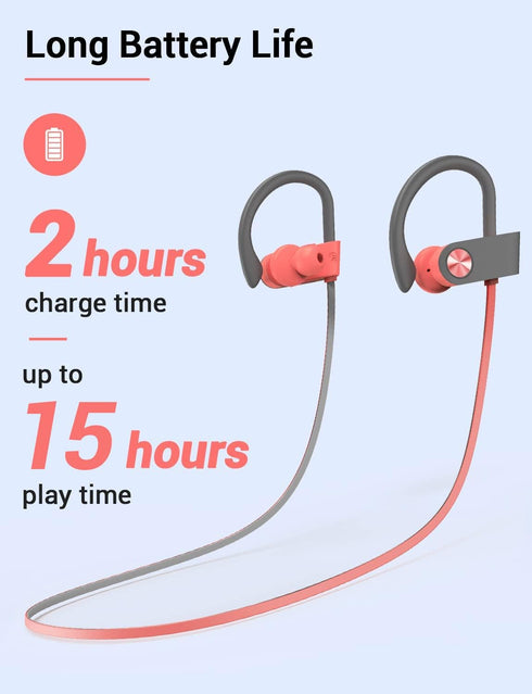 Stiive Bluetooth Headphones, Wireless Sports Earbuds, IPX7 Waterproof with Mic, Noise Cancelling for Gym, Running