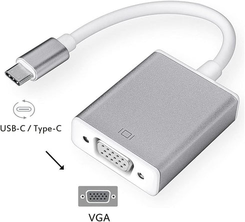 USB C to VGA Adapter, 1920x1200 Resolution, Plug & Play, Compatible with Mac OS, Windows, Chromebook, iPad Pro, Surface Book 2, HP Elitebook, Acer Switch Alpha 1
