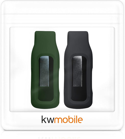 kwmobile 2X Clip Holders - Compatible with Fitbit Inspire 3 / Inspire 2 / Ace 3, Clip-On Replacement Set (Black/Dark