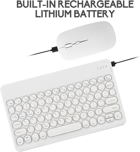 Ultra-Slim Bluetooth Keyboard and Mouse, Portable Mini Wireless Rechargeable Keyboard for iPad, iPhone, Samsung,