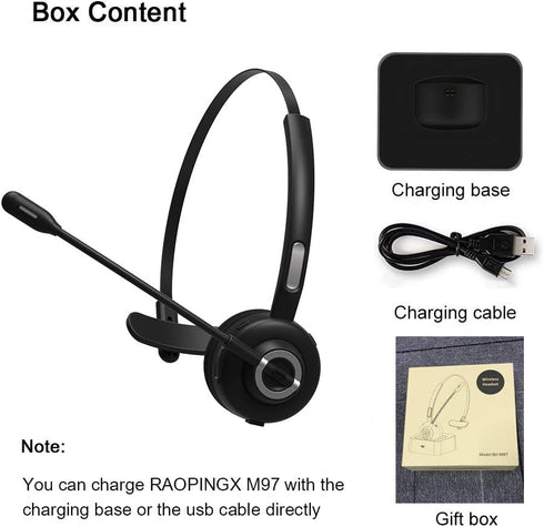 MERAIJIN Trucker Bluetooth Headset, Wireless Over The Head Headphones with Microphone for Cellphone Calls