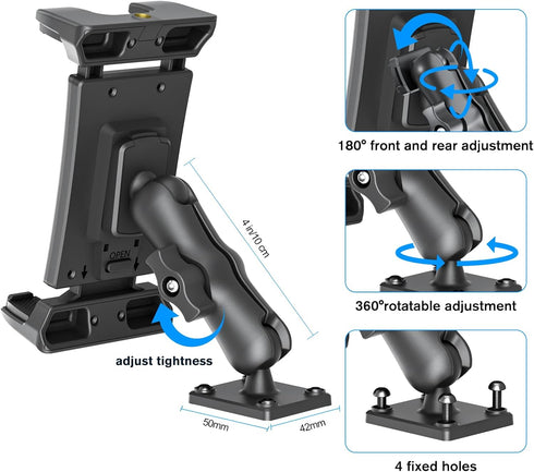OHLPRO Car Tablet Holder, Heavy Duty Drill Base, Compatible with iPad Samsung Tab 5"-13" for Truck/Business Vehicle