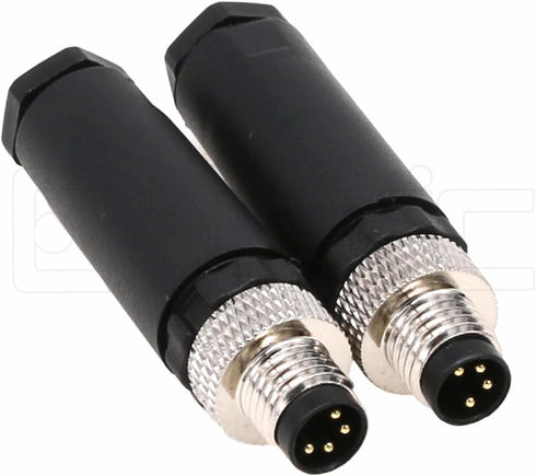 M8 4 Pin Male A Code Plug Industrial Circular Sensor Connector, 8mm Waterproof IP67 - 2PCS