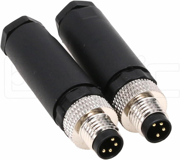 M8 4 Pin Male A Code Plug Industrial Circular Sensor Connector, 8mm Waterproof IP67 - 2PCS