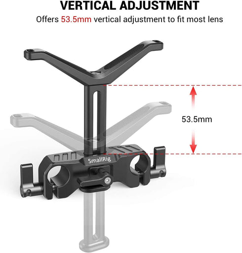 SmallRig 15mm Long Lens Support, Adjustable Lens Bracket for DSLR Camera Shoulder Rig