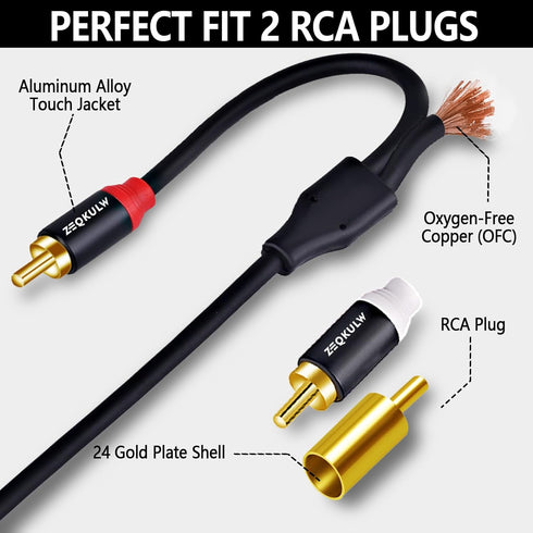 ZEQKULW 2RCA 2RCA 2RCA 2 30FT, 2-RCA) Audio Video Cable Male to Male Stereo Audio RCA Cables Dual Shielded Gold-Plated
