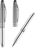 PATIKIL 2 Pack Ballpoint Pen with Stylus Tip and LED Flashlight, 1.0mm Medium Point, Black Ink, Gray