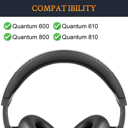 SOULWIT Replacement Headband Pad Kit for JBL Quantum 600(Q600)/610(Q610)/800(Q800)/810(Q810) Headphones, Easy DIY Installation - Black
