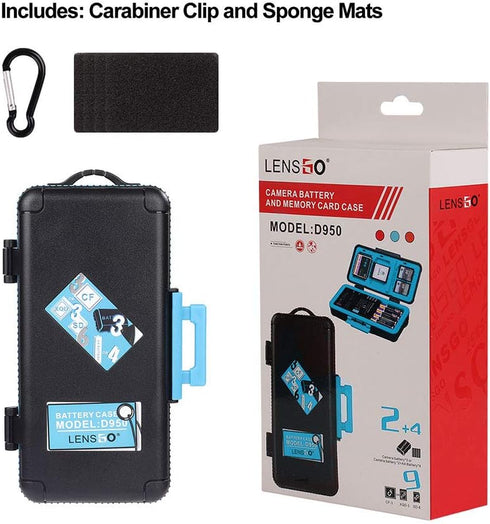 LENSGO Camera Battery Memory Card Case, Water-Resistant Hard Protector for 3 Batteries, 3 XQD, 3 CF, 6 SD
