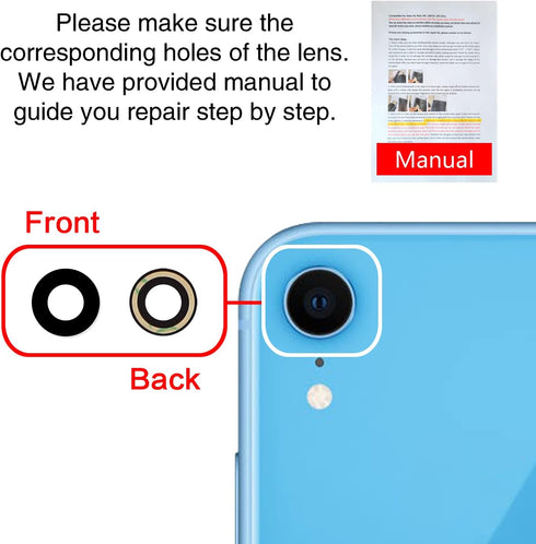 2PCS ASDAWN Back Camera Lens Glass Replacement for iPhone XR 6.1 Inches, Rear Camera Lens Glass with Pre-Installed