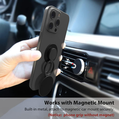 Phone Grip, 360° Rotation & Adjustable Metal Ring Holder, Works with Magnetic Car Mount for iPhone & Samsung