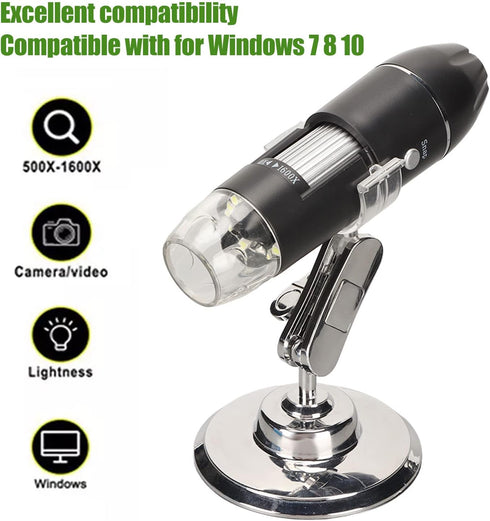 USB Digital Microscope 50X to 1600X, Magnification Endoscope Camera with 8 LEDs, Portable Handheld Microscope with Stand for Android/for Windows/for Linux/for
