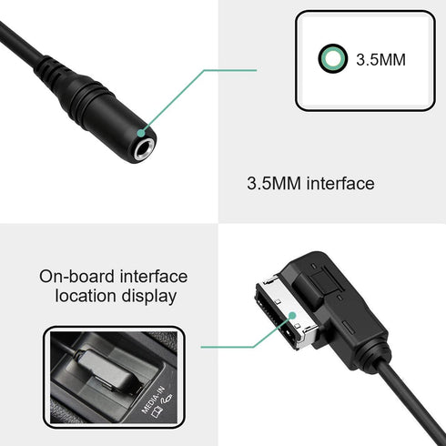 CHELINK 3.5mm MP3 MI Music Interface to Female Aux-in Cable for Benz, Stereo Jack Cord Audio Adapter Compatible