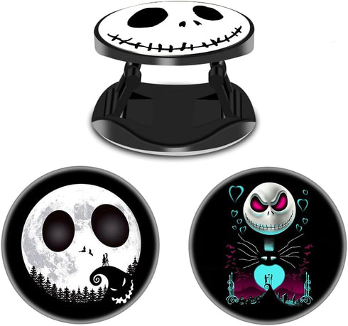 3 Pack Multifunction Cell Phone Stand Holder and Grip, Cute White Black Cartoon Foldable Phone Kickstand Mount