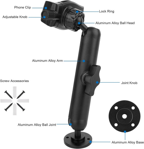 Wall Mount Phone Holder for Truck/Car/Boat/Desk, Compatible with 3.5~7.5 inch iPhone/Nexus/HTC/LG/Huawei, 360°