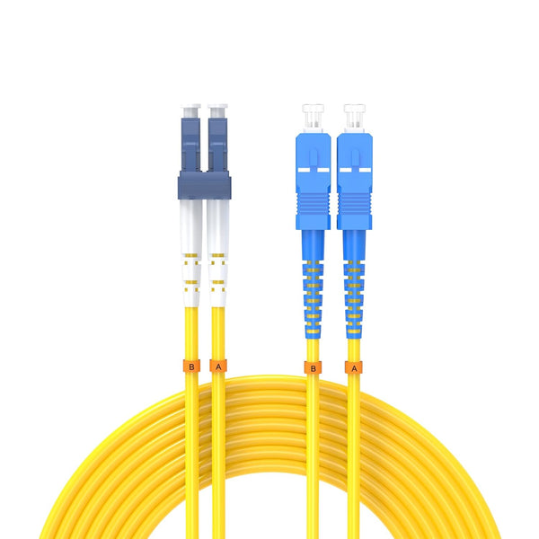 7.5Meters 25ft LC/UPC-SC/UPC Single-Mode Fiber Optic Cable, LC to SC OS2 Jumper Optical Patch Cord Duplex