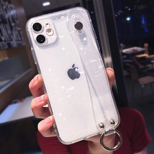 Omorro Bling Girly Case for iPhone 12 Pro Max - Glitter Candy Color Crystal Clear Cover with Adjustable Hand Finger