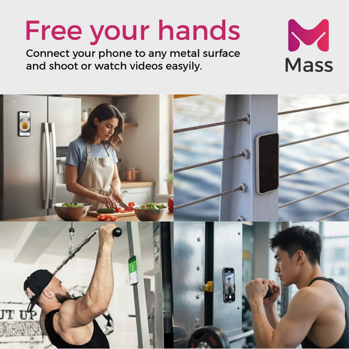 Mass 2.0 Limber Grip Magnetic Phone Stand, Vertical & Horizontal Holder, Ergonomic Comfortable Grip, Slim Titanium