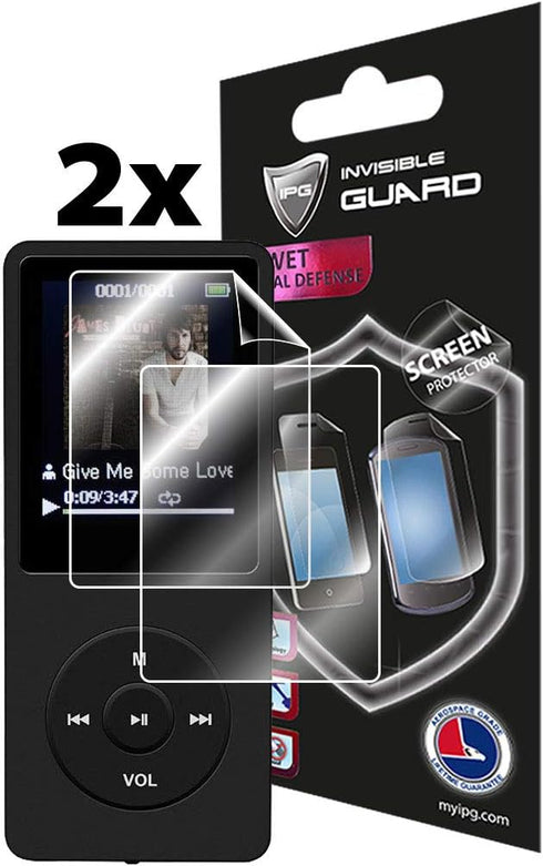 A02 MP3 (2 IPG For AGPTEK PLAYER Screen Protector Units) with Lifetime Replacement Invisible Protective Screen Guard