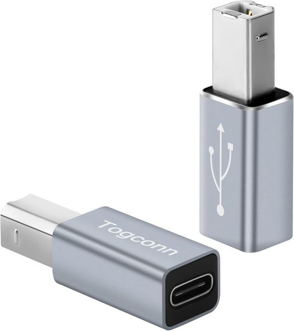 USB C to Printer Adapter (2 Pack), USB Type-C Female to USB-B Male MIDI Converter Connector, Support Data Sync