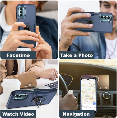 HNHYGETE for Moto G Stylus 5G 2022 Case - Shockproof Military-Grade Heavy Duty with Ring Kickstand, Navy Blue